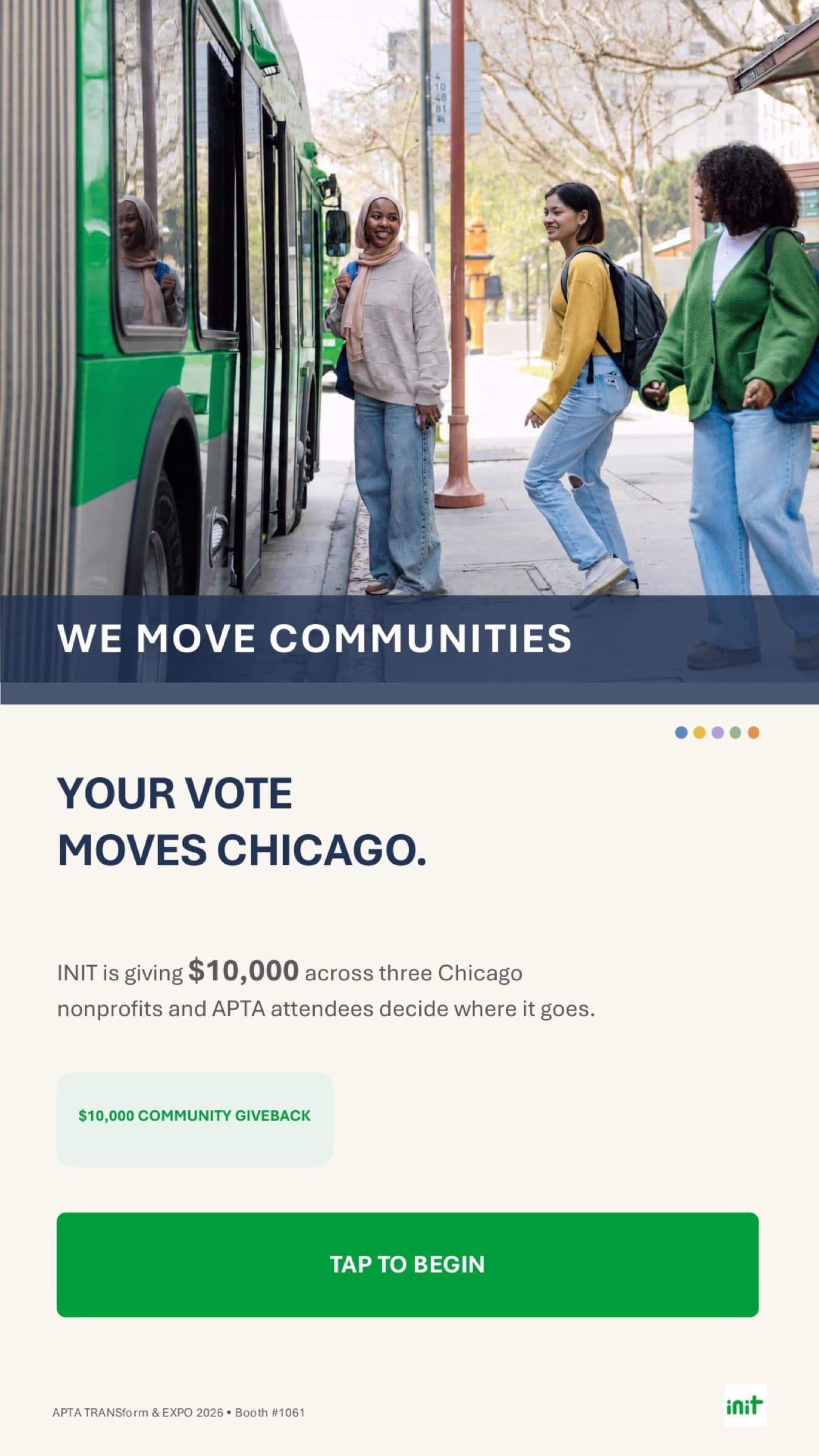 INIT at APTA TRANSform: Custom Touchscreen Voting Kiosks That Let Attendees Direct a Community Gift