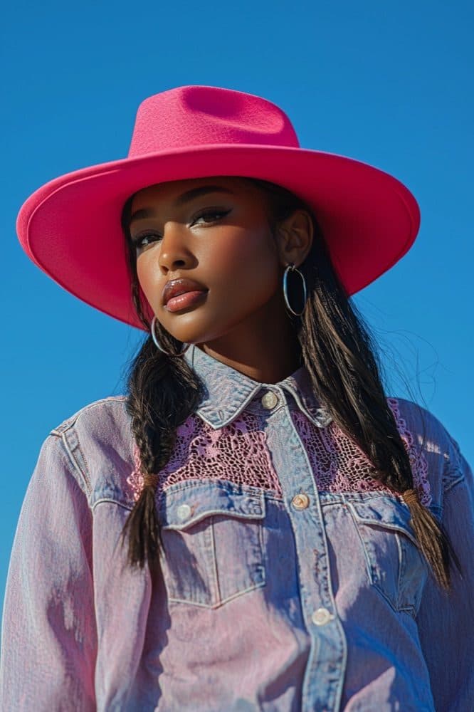 Themed AI regeneration: guest in Western Glam styling at CMA Fest