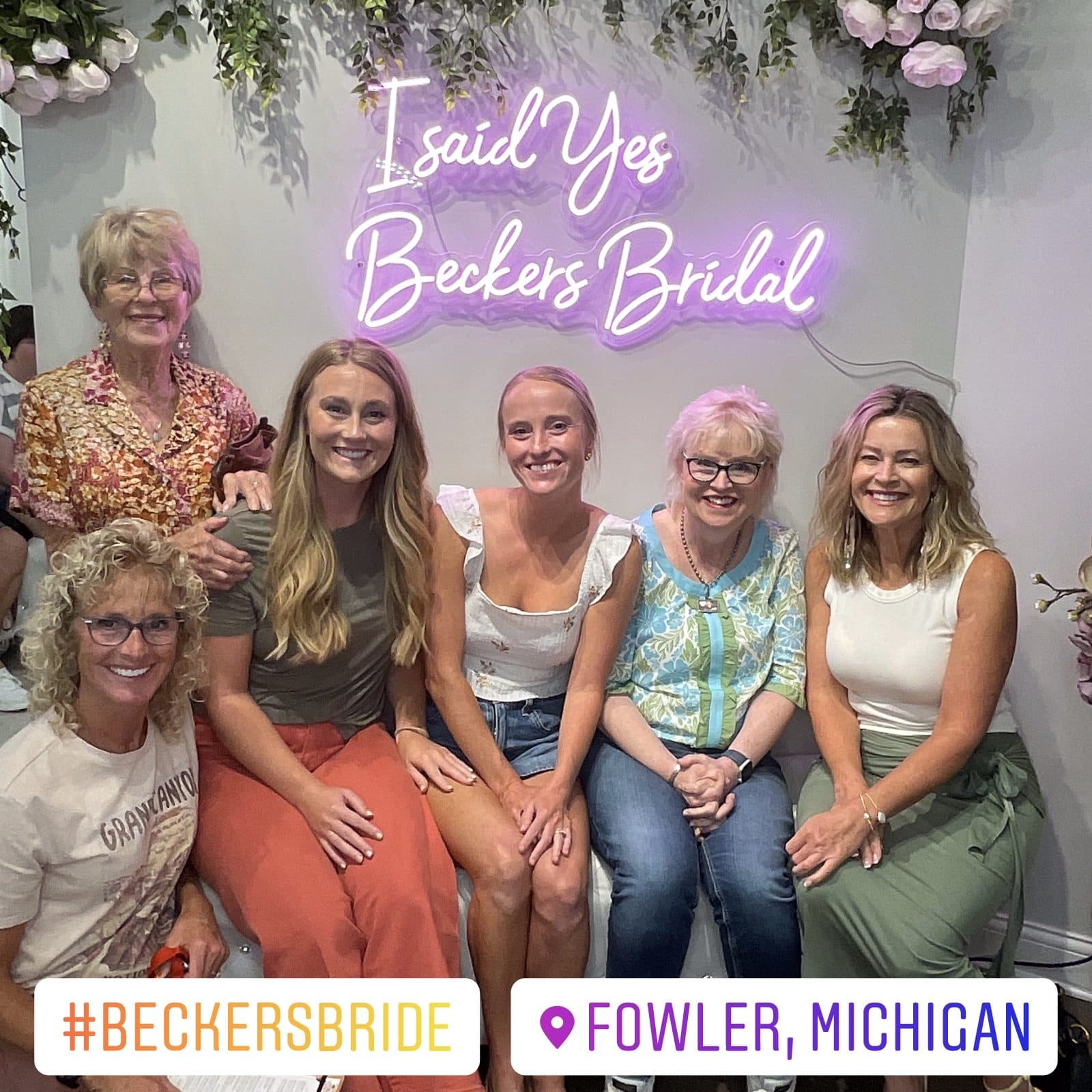 Bridal boutique Selfie Station with a neon sign, on a season lease