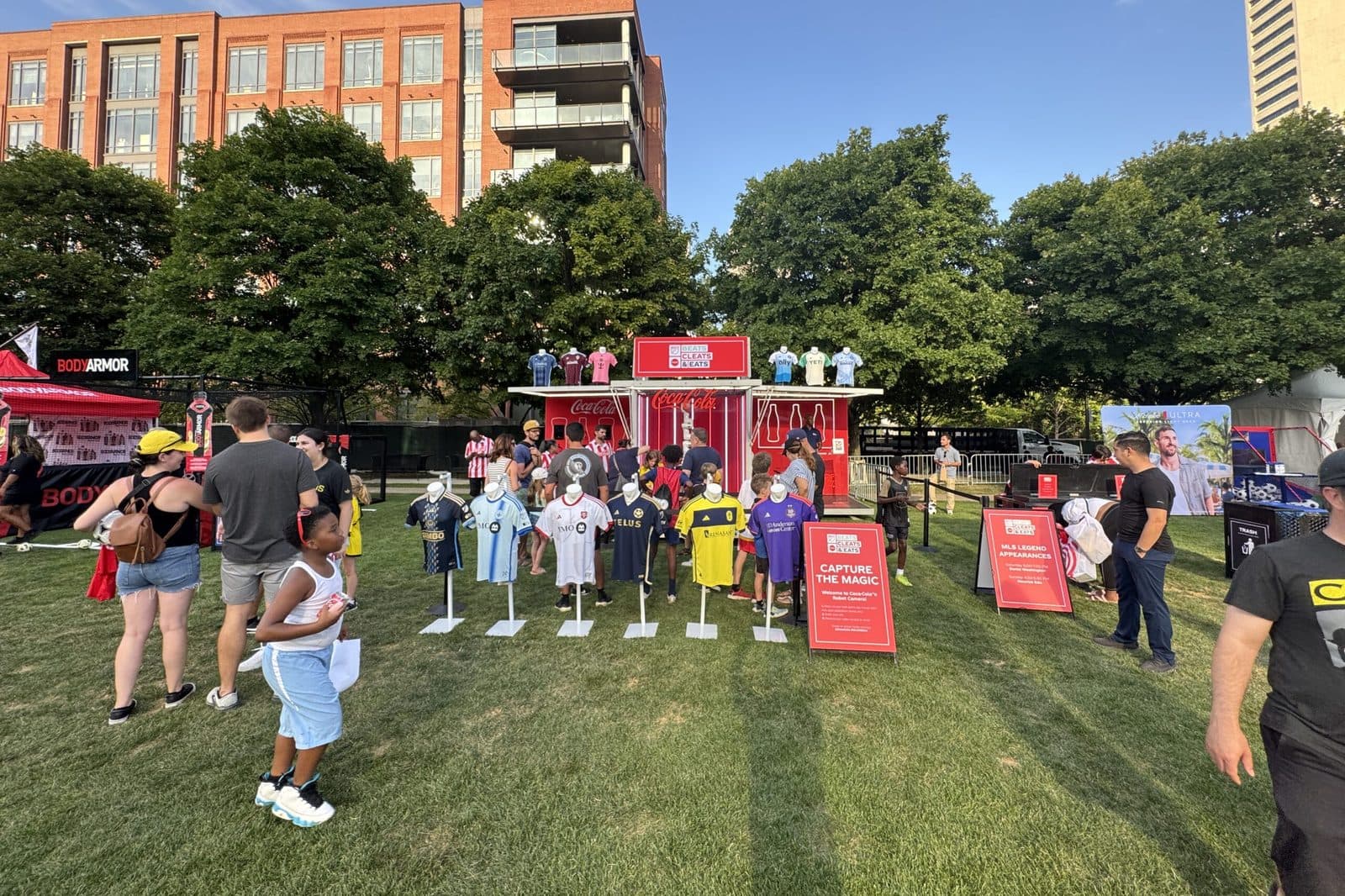 Coca-Cola jersey display and photo activation on the lawn at the MLS All-Star Game
